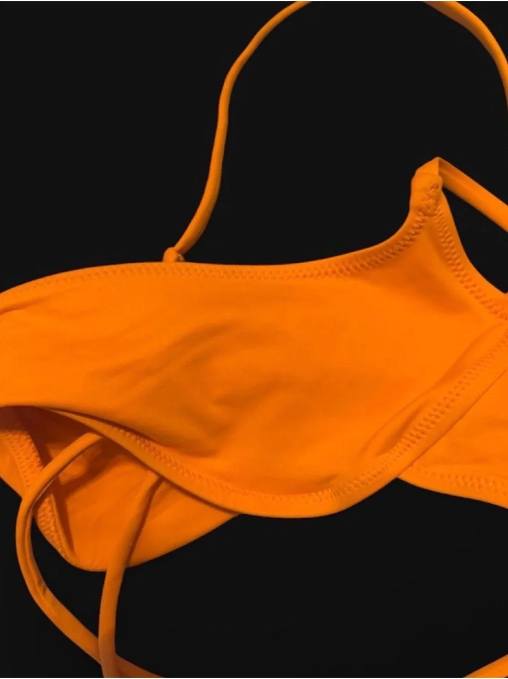 Skims bright orange micro scoop bikini top sz Med